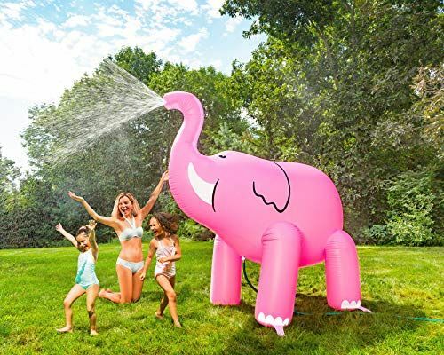 Aspersor inflable de elefante rosa