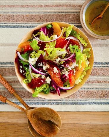 ensalada de cítricos de invierno con vinagreta de chalota