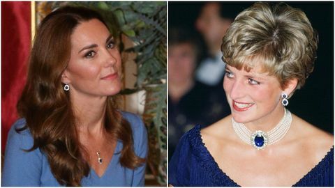 una imagen dividida de kate middleton y la princesa diana