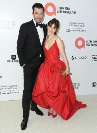 la fundación elton john contra el sida 30.ª fiesta anual de los premios de la academia jonathan scott y zooey deschanel