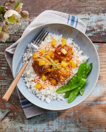 albóndigas de pollo agridulce