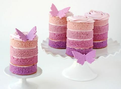 pasteles ombre púrpura mariposas