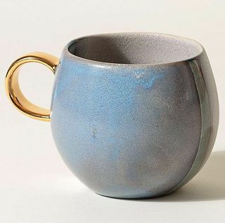 Taza de gres azul y gris