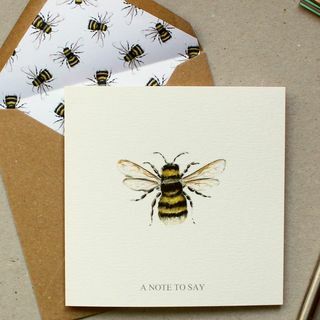 Juego de papelería Bumble Bee acabado a mano Juego de escritura de cartas diseñado con billetera de papelería opcional por CottageRts Lovely Birthday Gift