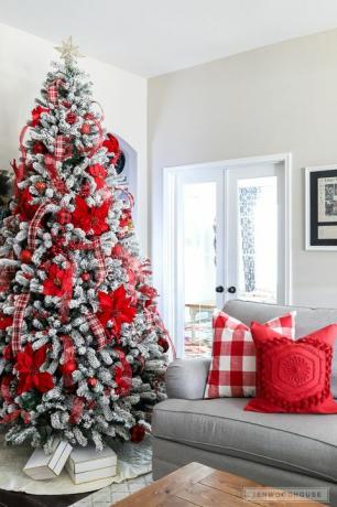 rojo blanco decoraciones para árboles de navidad 