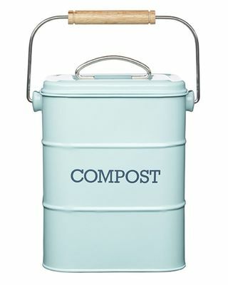 Papelera de compostaje azul vintage