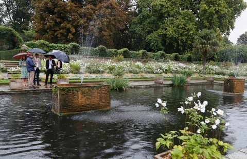 William, Harry y Kate en el jardín conmemorativo de la princesa Diana